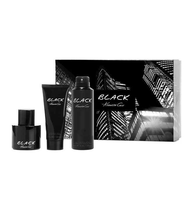 Kenneth Cole Black Mens EDT Set 3.4 3Pc 3.4 Edt6.0 Body Spray3.4 A/S Balm